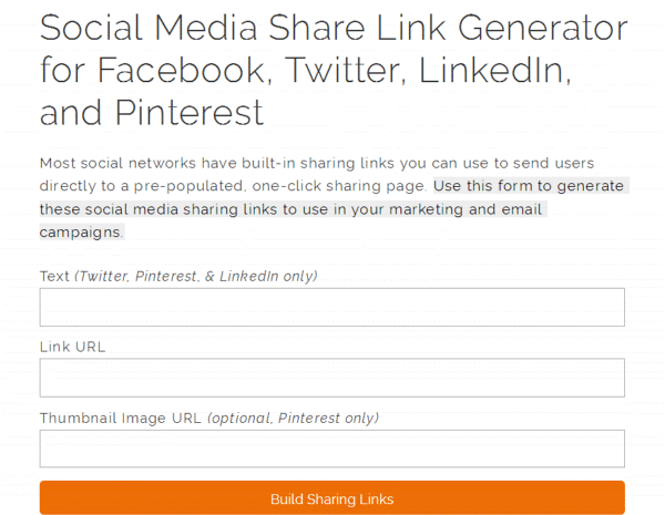 Social Media Share Link Generator