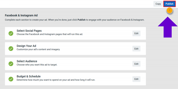 publishing your facebook ad