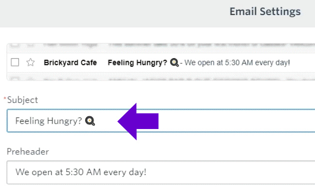 add emoji to subject line of email