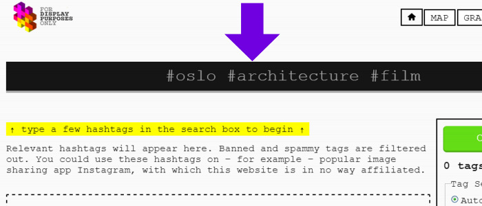 Enter a #hashtag into the black search bar.