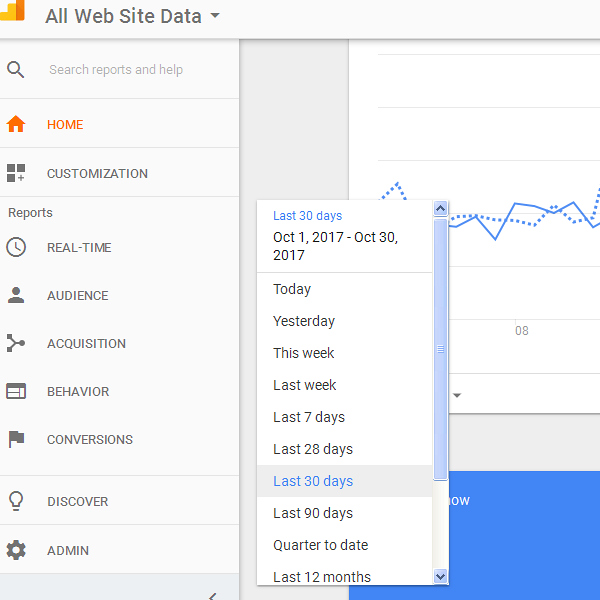 Google Analytics Data Range