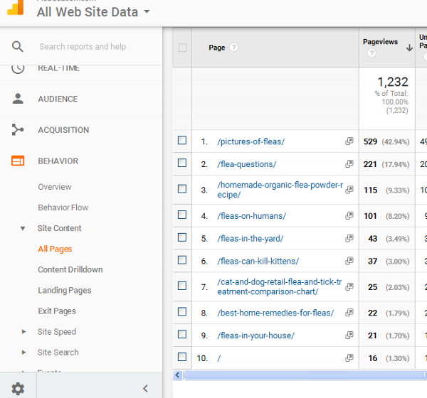 Google Analytics Pageviews