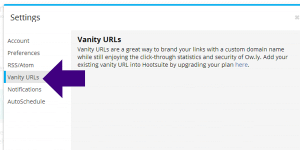 Using Vanity URLs with Hootsuite
