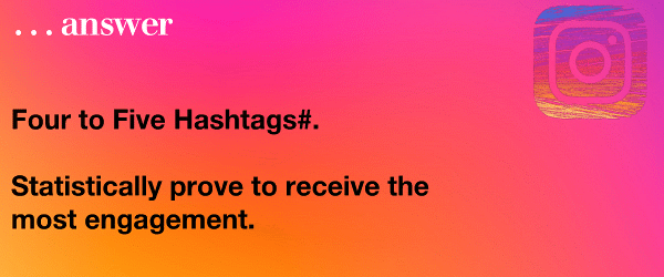 Four to Five Instagram Hashtags# statistically prove to receive the most engagement