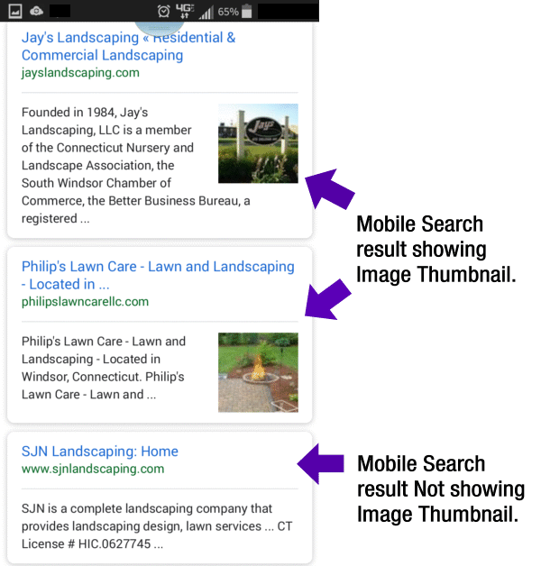 What are Image Thumbnails in Google Mobile Search Results?