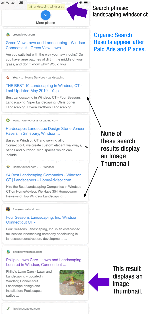 Image Thumbnails in Google Mobile Search Results