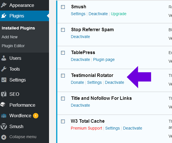 WordPress Plugin:  Testimonial Rotator